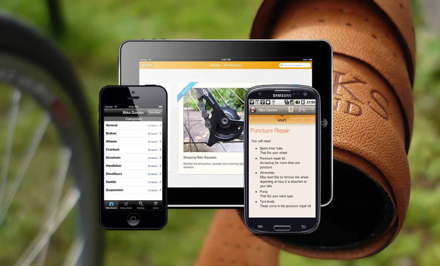 Bike Doctor on the iPhone, iPad and on Android devices
